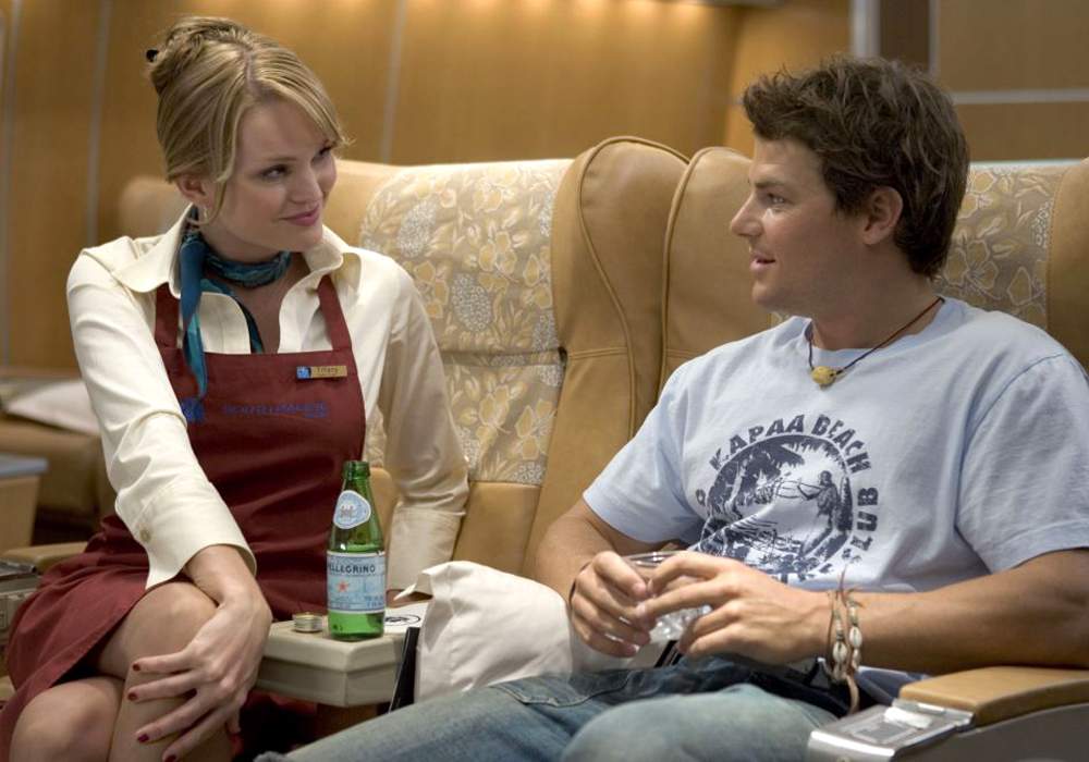 Sunny Mabrey as Tiffany and Nathan Phillips as Sean Jones in New Line Cinema's Snakes on a Plane (2006)