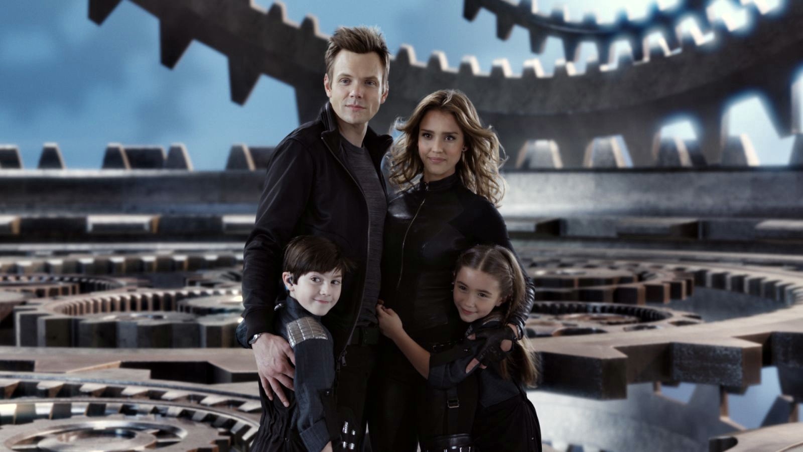 Joel McHale, Jessica Alba, Mason Cook and Rowan Blanchard in Dimension Films' Spy Kids 4: All the Time in the World (2011)