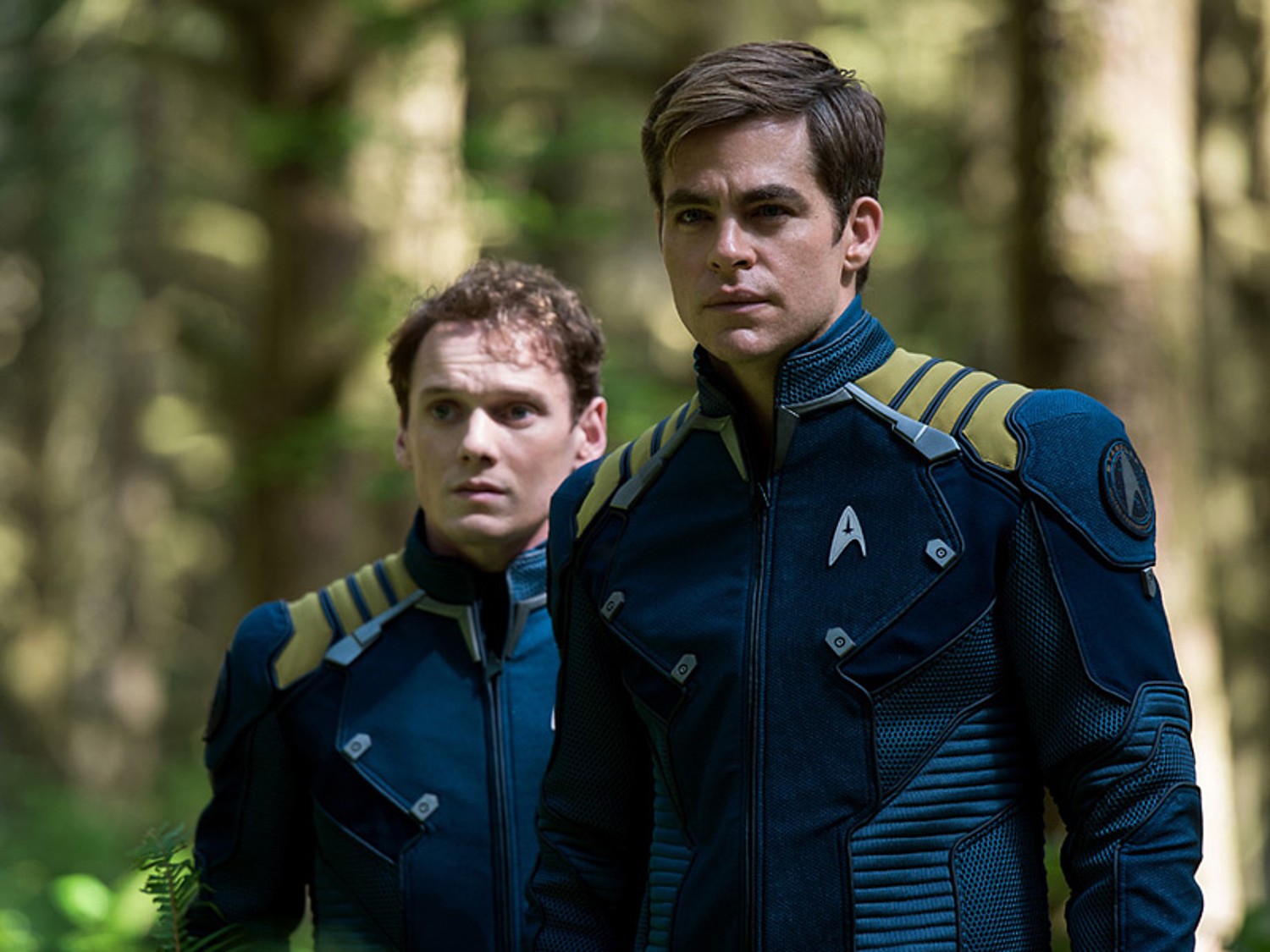 Anton Yelchin stars as Chekov and Chris Pine stars as Kirk in Paramount Pictures' Star Trek Beyond (2016)