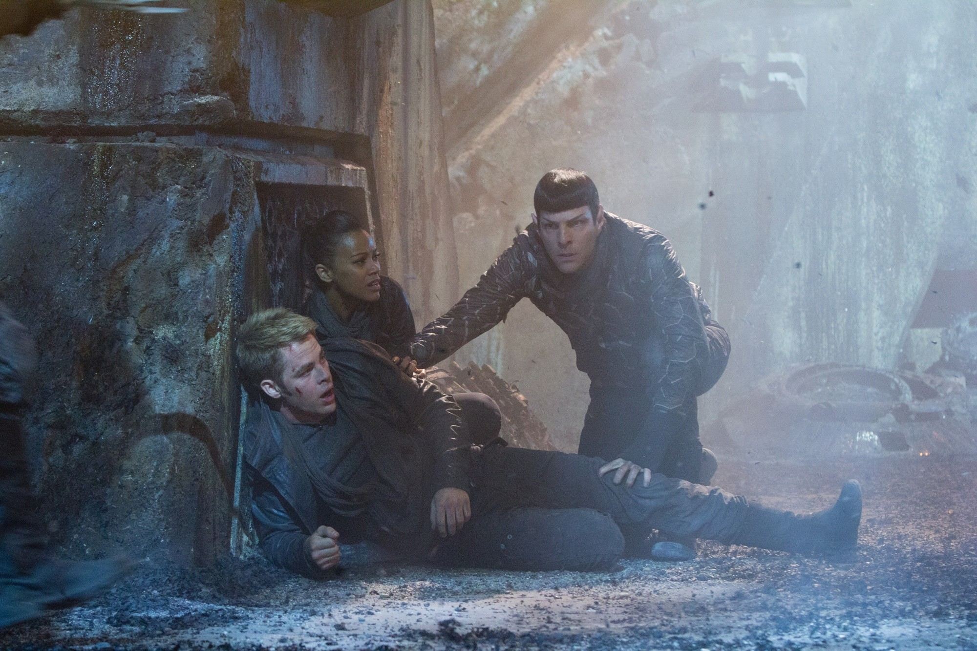 Chris Pine, Zoe Saldana and Zachary Quinto in Paramount Pictures' Star Trek Into Darkness (2013)