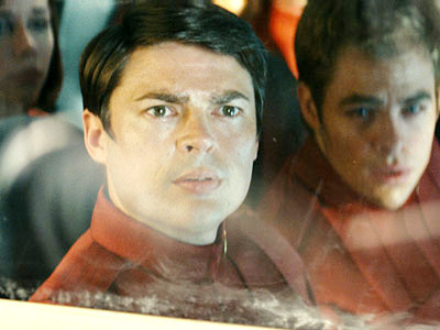 Karl Urban stars as Leonard 'Bones' McCoy and Chris Pine stars as Kirk in Paramount Pictures' Star Trek (2009)