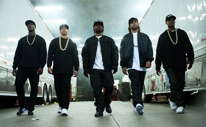 Jason Mitchell, Neil Brown Jr., Aldis Hodge, O'Shea Jackson Jr. and Corey Hawkins in Universal Pictures' Straight Outta Compton (2015)