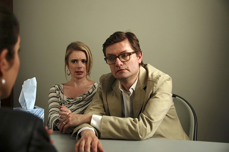 Carrie Wiita stars as Dr. Paige Whitehead, Ph.D. and James Urbaniak stars as Dr. Cooper Whitehead, Ph.D. in Such Good Productions' Such Good People (2014)