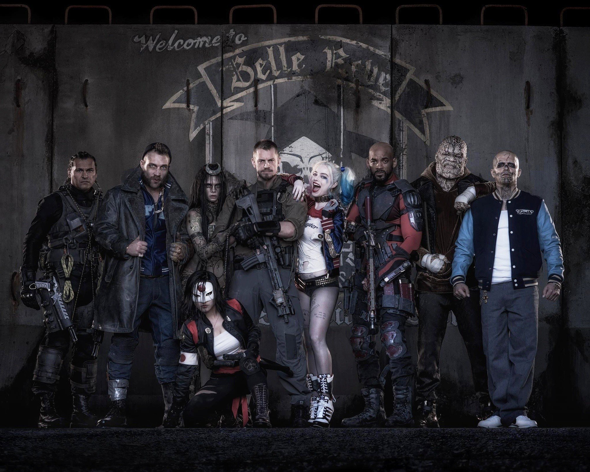 Adam Beach, Jai Courtney, Karen Fukuhara, Cara Delevingne, Joel Kinnaman, Margot Robbie, Will Smith, Adewale Akinnuoye-Agbaje and Jay Hernandez in Warner Bros. Pictures' Suicide Squad (2016)