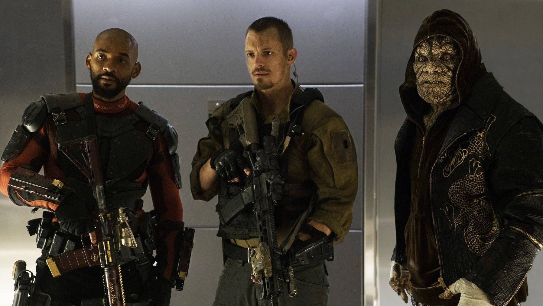 Will Smith, Joel Kinnaman and Adewale Akinnuoye-Agbaje in Warner Bros. Pictures' Suicide Squad (2016)