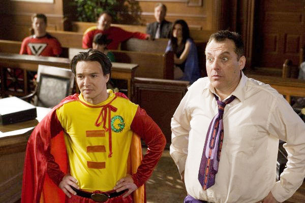 Justin Whalin stars as Ed Gruberman and Tom Sizemore stars as Roger Cheatem in Roadside Attractions' Super Capers (2009)