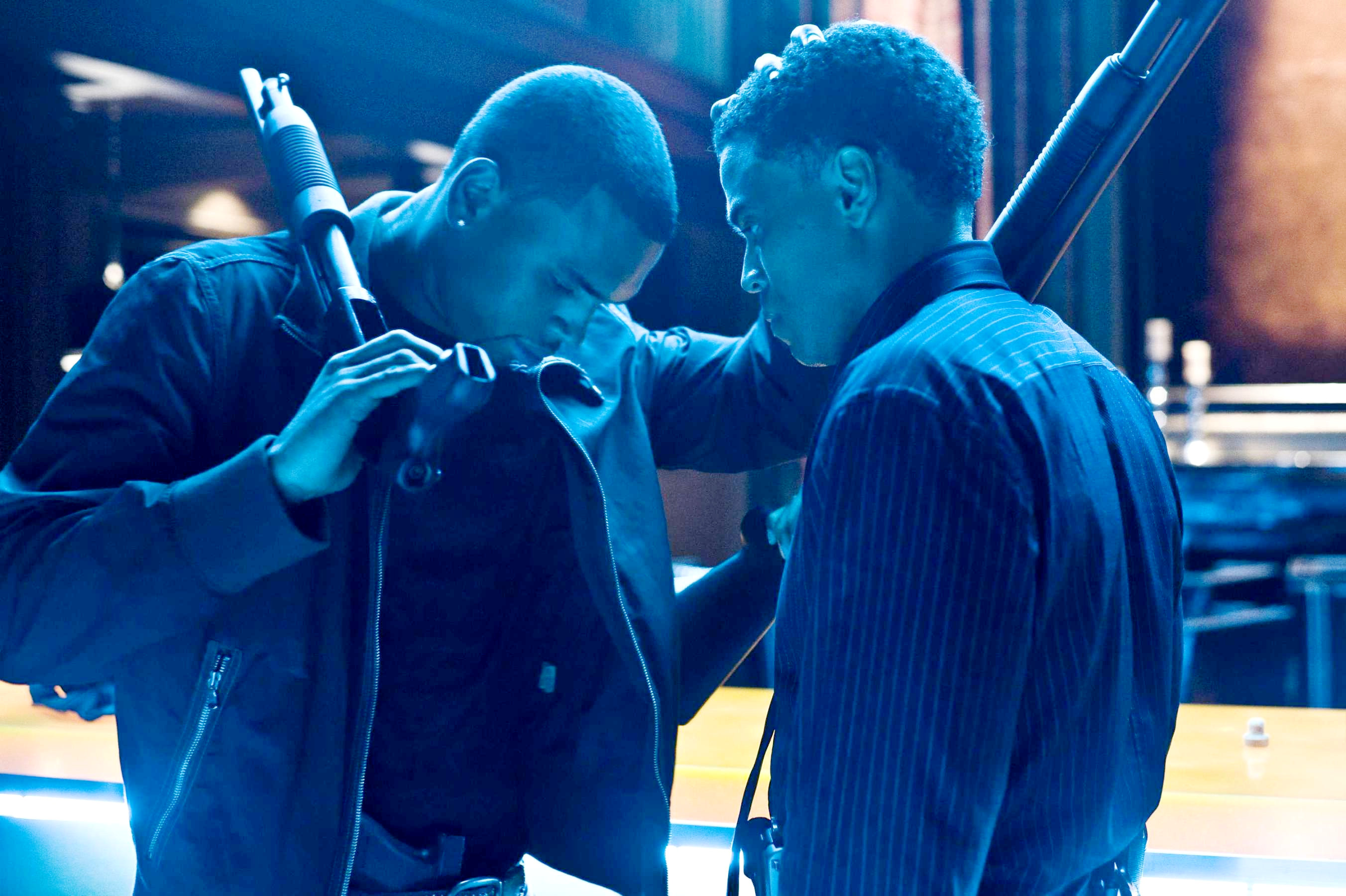 Chris Brown stars as Jesse Attica and Michael Ealy stars as Jake Attica in Screen Gems' Takers (2010)