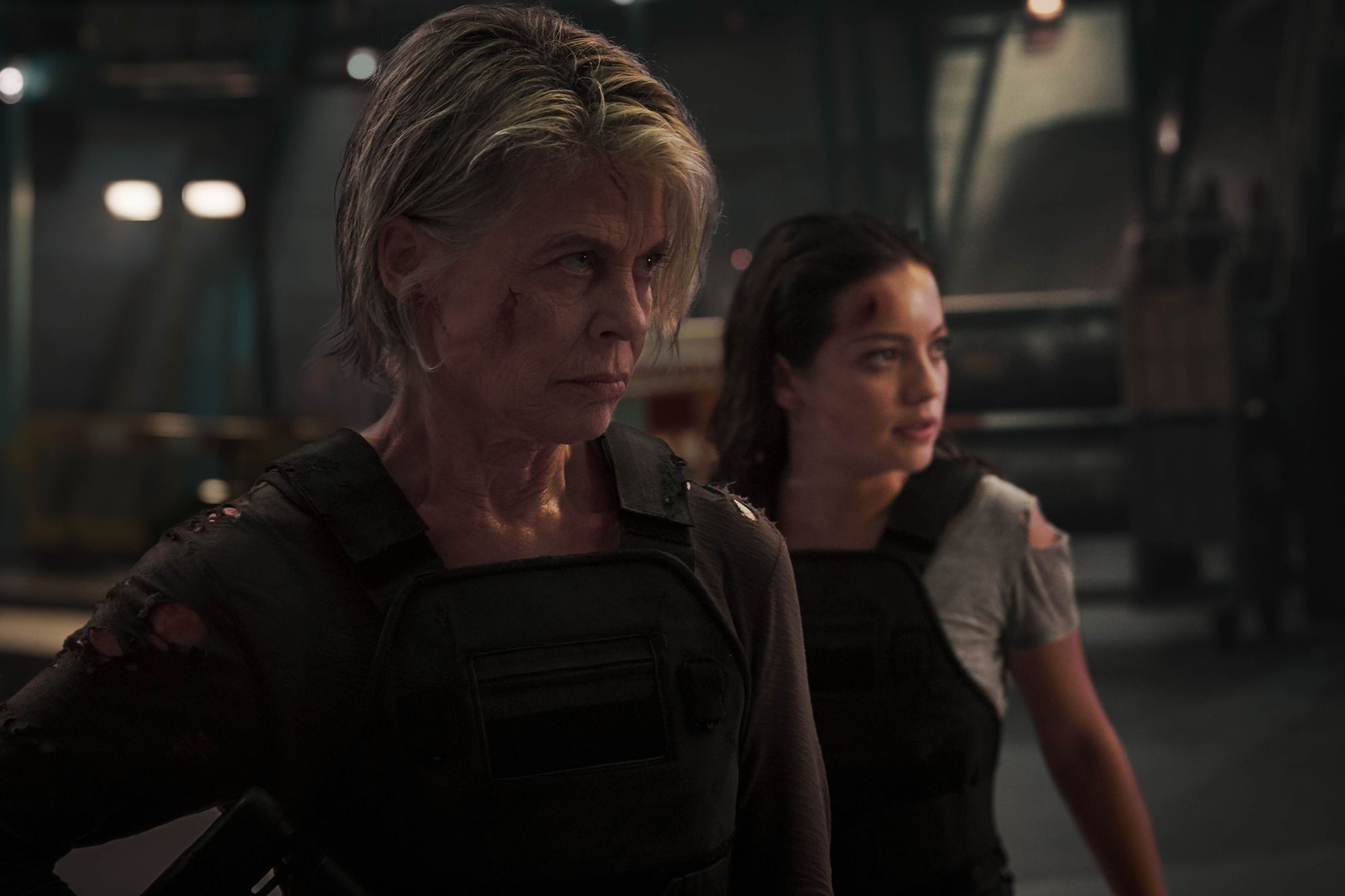 Linda Hamilton stars as Sarah Connor and Natalia Reyes stars as Dani Ramos in Paramount Pictures' Terminator: Dark Fate (2019)