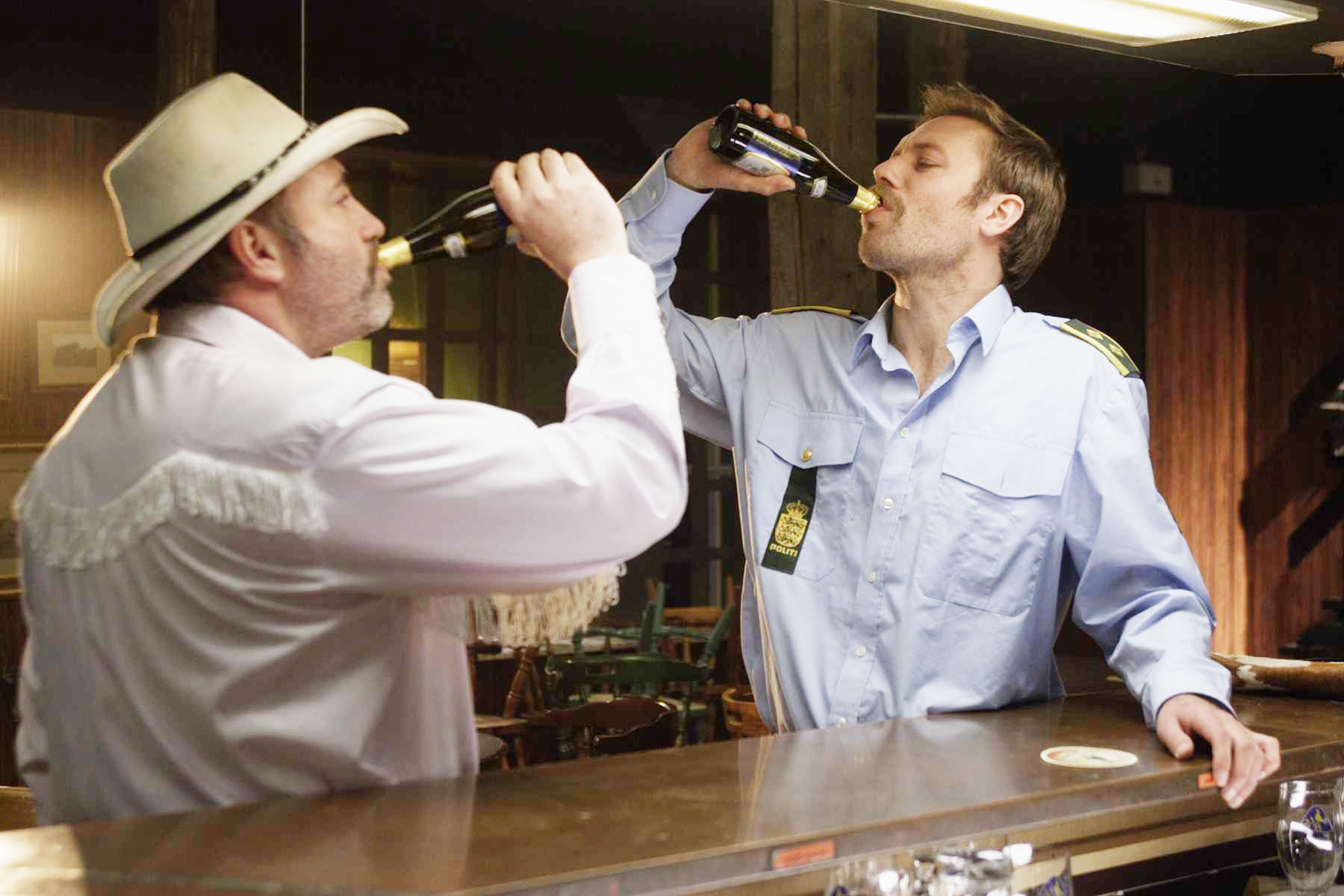Kim Bodnia stars as Jorgen Buhl and Jakob Cedergren stars as Robert Hansen in Oscilloscope Pictures' Terribly Happy (2010)