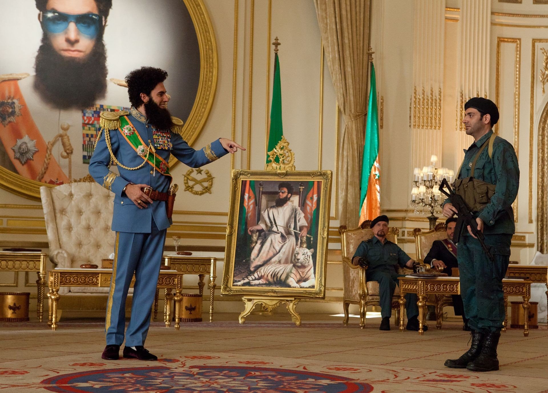 Sacha Baron Cohen stars as General Aladeen and Ben Kingsley stars as Tamir in Paramount Pictures' The Dictator (2012). Photo credit by Melinda Sue Gordon.
