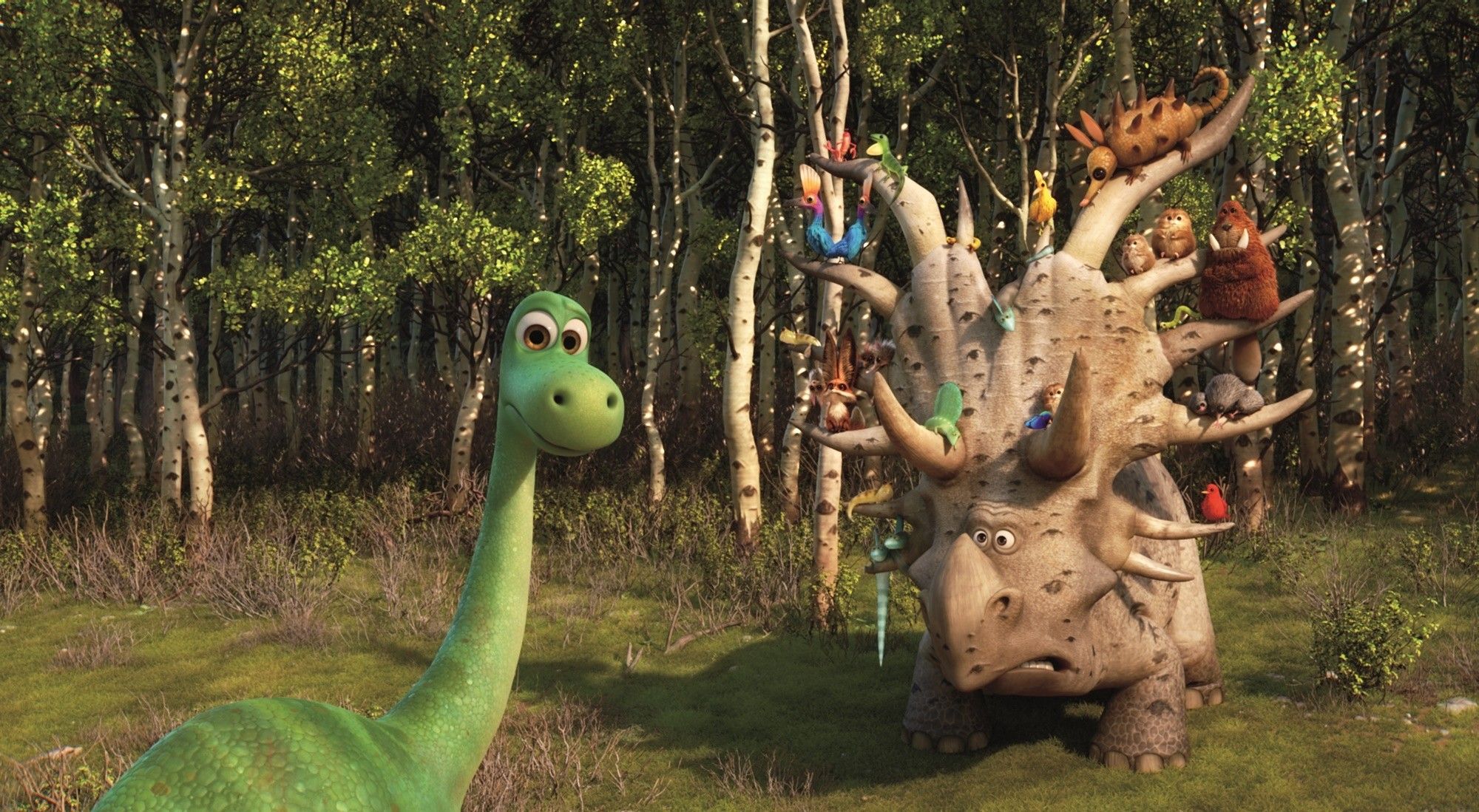 Arlo and A Styracosaurus from Walt Disney Pictures' The Good Dinosaur (2015)