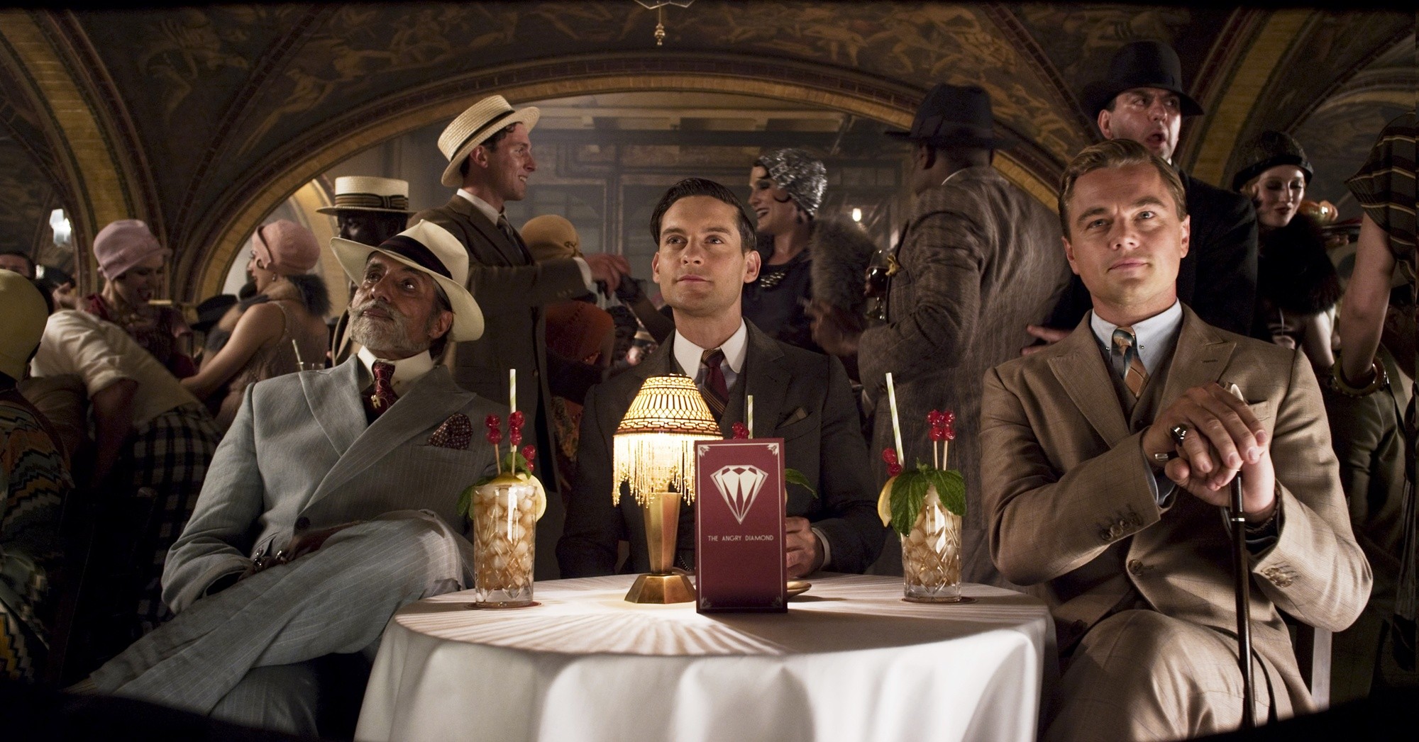 Tobey Maguire stars as Nick Carraway and Leonardo DiCaprio stars as Jay Gatsby in Warner Bros. Pictures' The Great Gatsby (2013)