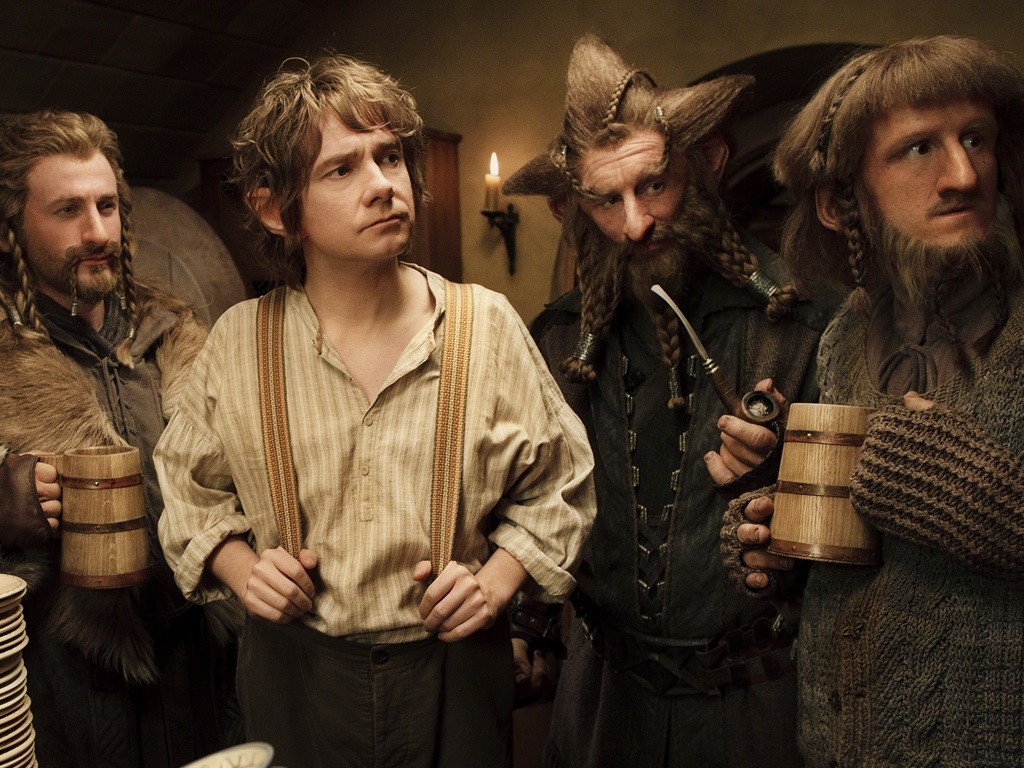 Dean O'Gorman, Martin Freeman, Jed Brophy and Adam Brown in Warner Bros. Pictures' The Hobbit: An Unexpected Journey (2012)