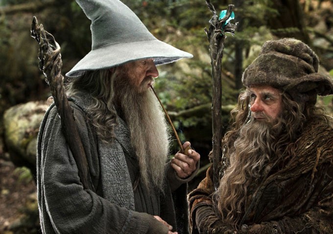 Ian McKellen stars as Gandalf and Sylvester McCoy stars as Radagast in Warner Bros. Pictures' The Hobbit: An Unexpected Journey (2012)
