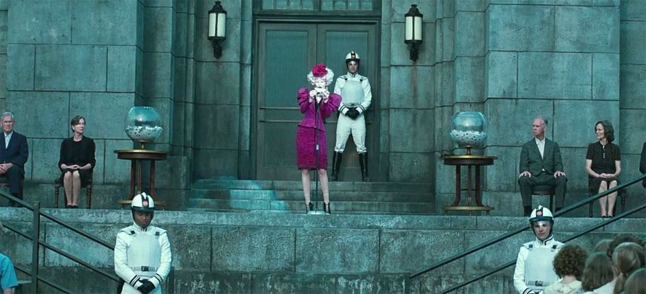 Elizabeth Banks stars as Effie Trinket in Lionsgate Films' The Hunger Games (2012)