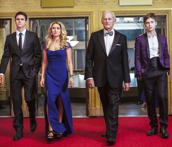 Robbie Amell, Alexa Vega, Victor Garber and Keenan Tracey in Hallmark Channel's The Hunters (2013)