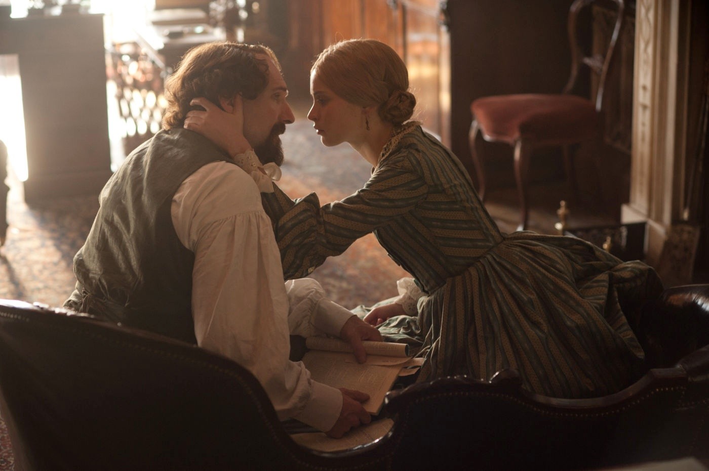 Ralph Fiennes stars as Charles Dickens and Felicity Jones stars as Nelly Ternan in Sony Pictures Classics' The Invisible Woman (2013)