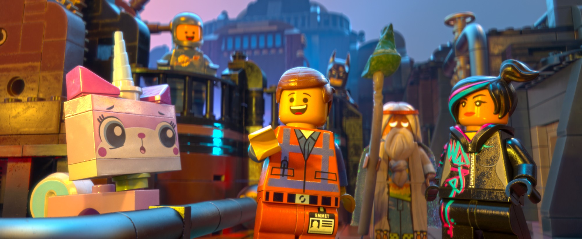 Emmet, Batman and Vitruvius from Warner Bros. Pictures' The Lego Movie (2014)