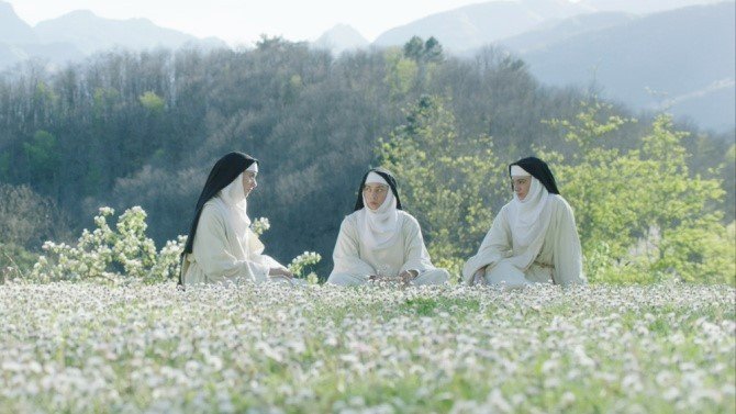 Kate Micucci, Aubrey Plaza and Alison Brie in Gunpowder & Sky's The Little Hours (2017)