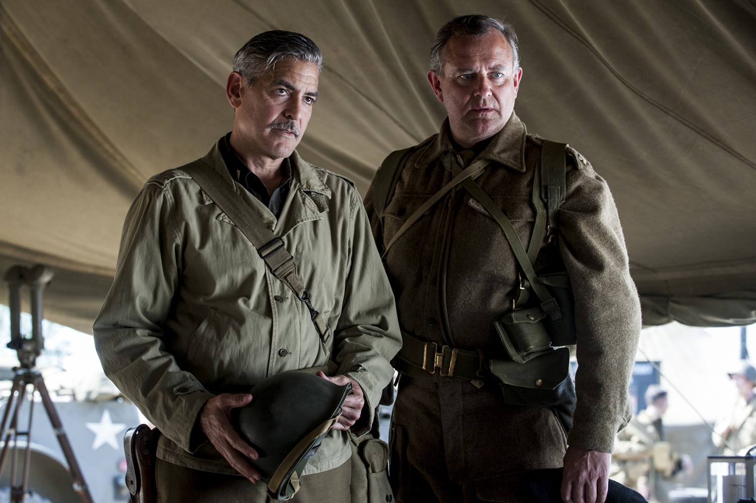 George Clooney stars as Frank Stokes and Hugh Bonneville stars as Donald Jeffries in Columbia Pictures' The Monuments Men (2014)