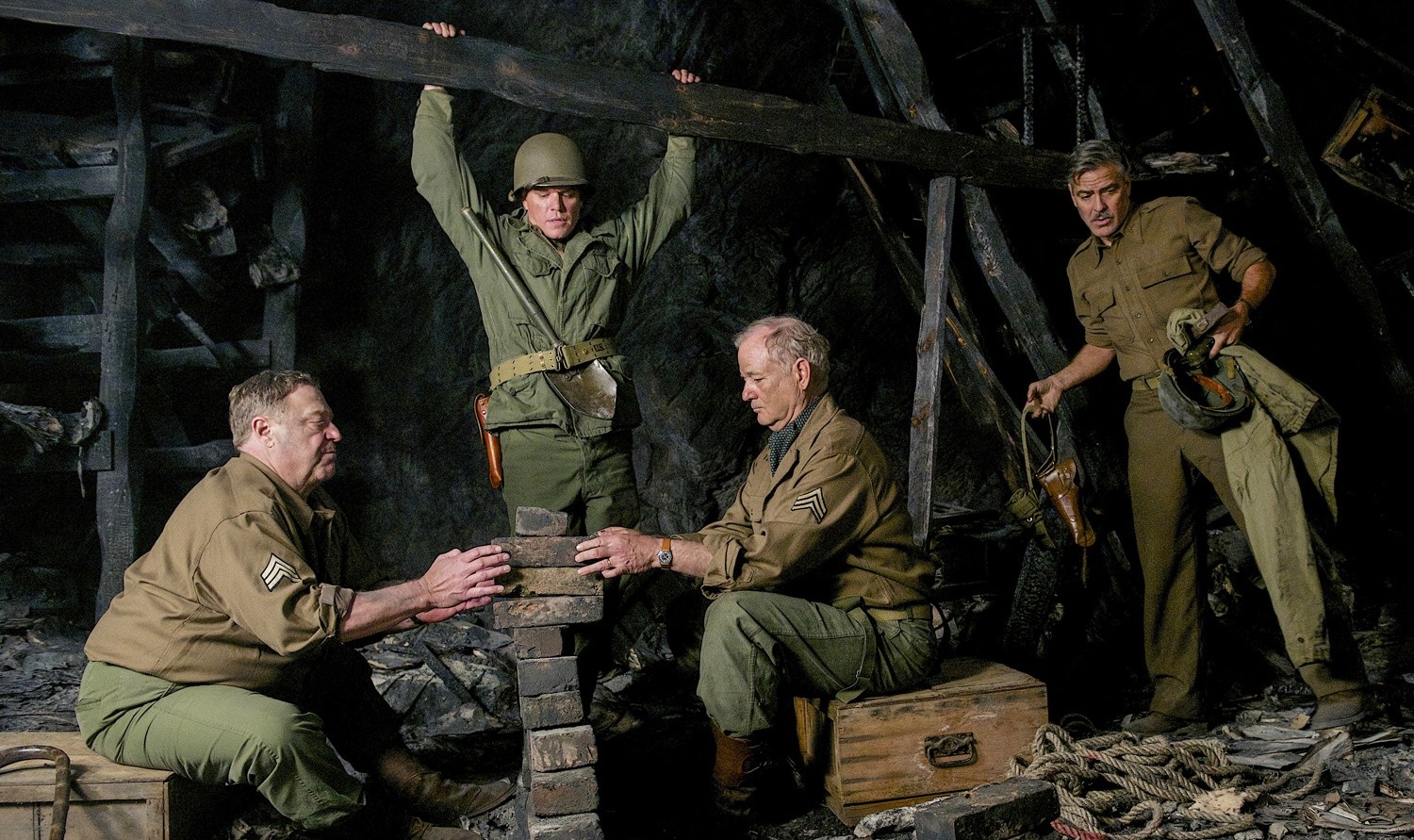 John Goodman, Matt Damon, Bill Murray and George Clooney in Columbia Pictures' The Monuments Men (2014)
