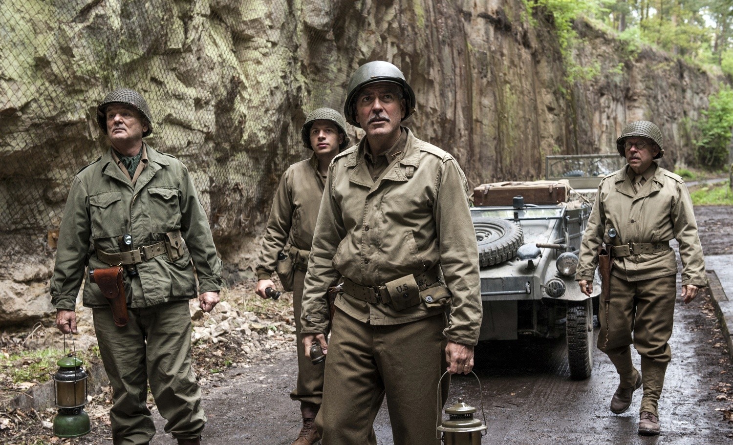 Bill Murray, Dimitri Leonidas, George Clooney and Bob Balaban in Columbia Pictures' The Monuments Men (2014)