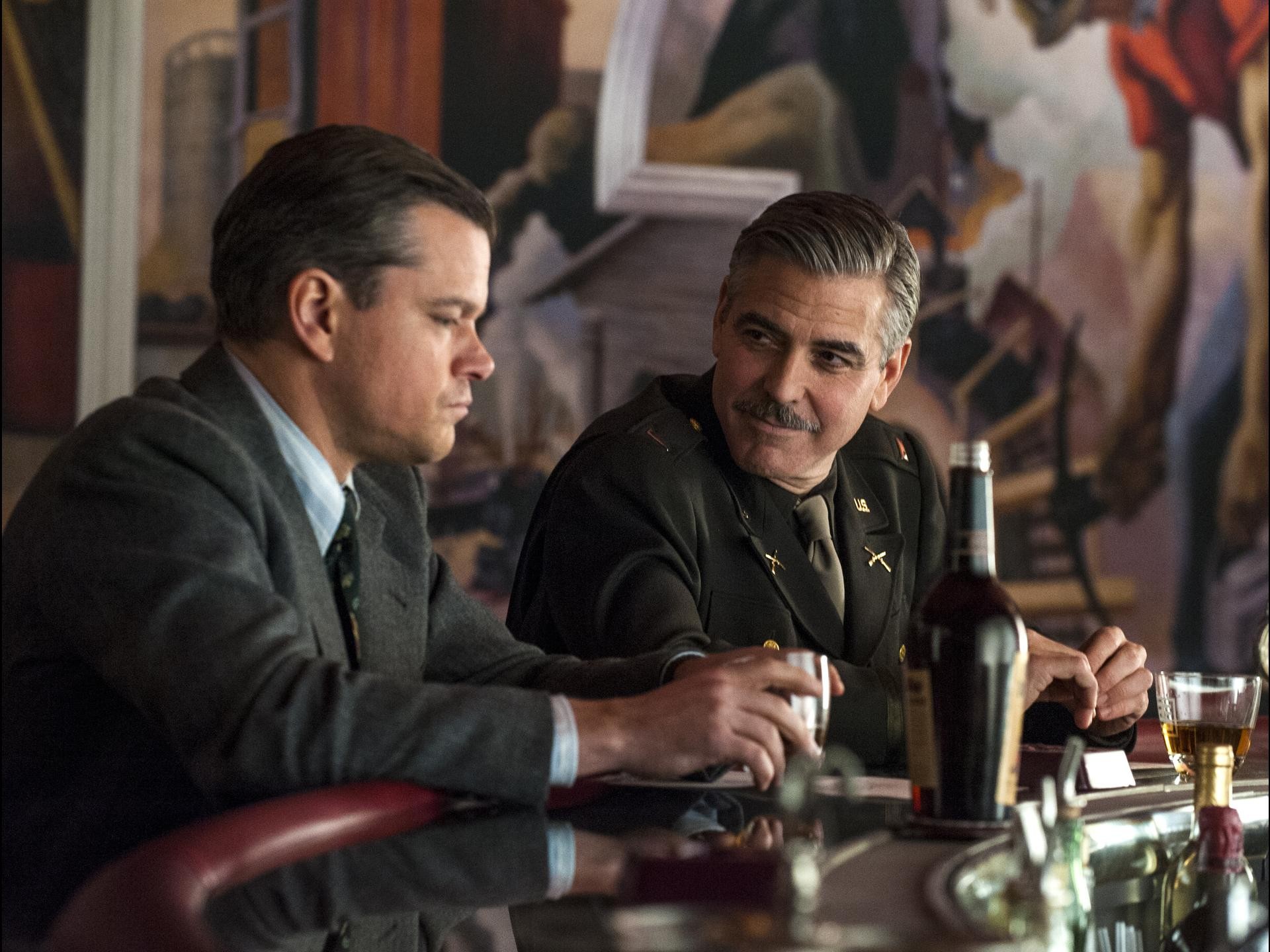 Matt Damon stars as James Granger and George Clooney stars as Frank Stokes in Columbia Pictures' The Monuments Men (2014). Photo credit by Claudette Barius.