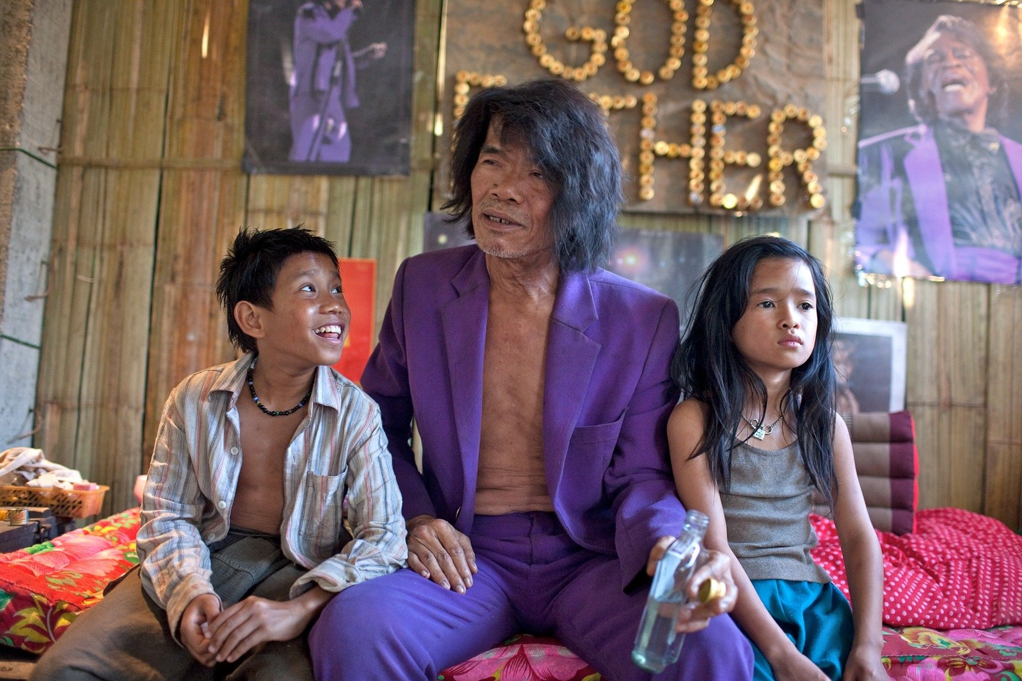Sitthiphon Disamoe, Thep Phongam and Loungnam Kaosainam in Kino Lorber's The Rocket (2014). Photo credit by Tom Greenwood.