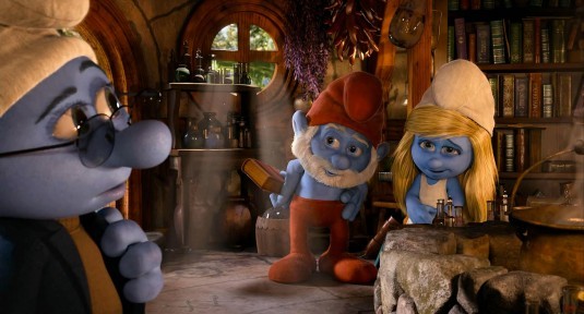 Brainy, Papa and Smurfette from Columbia Pictures' The Smurfs 2 (2013)