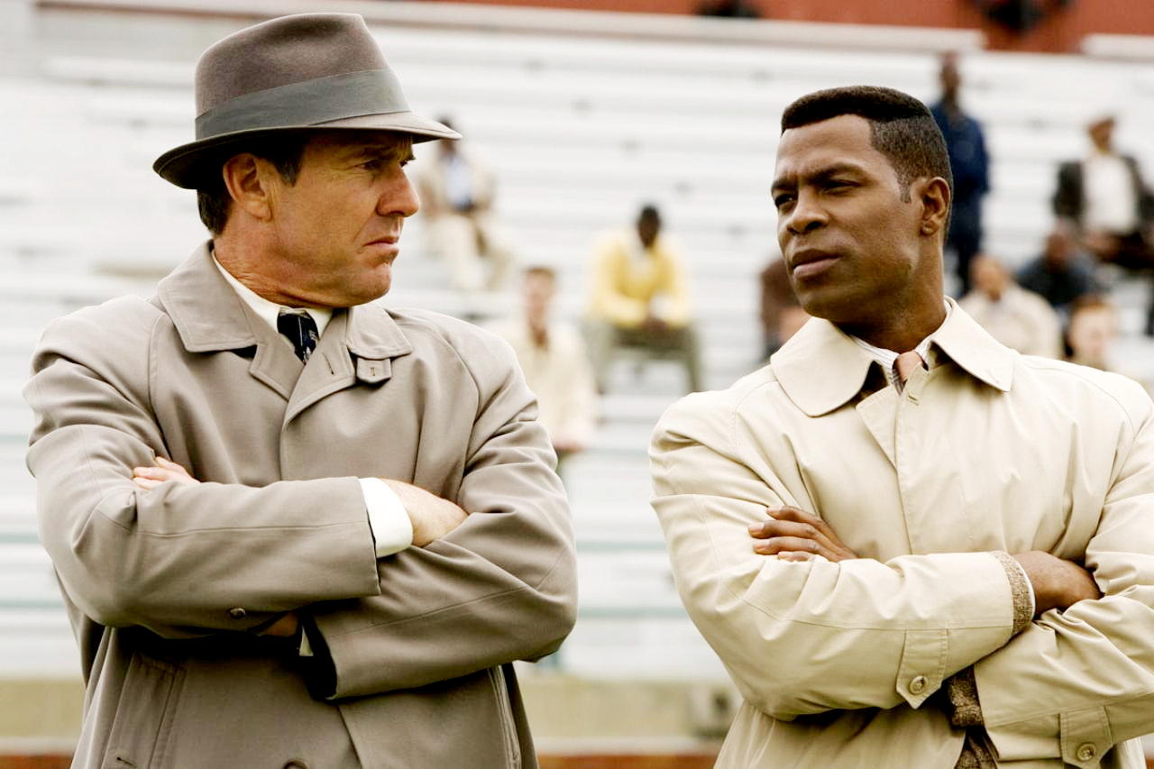 Dennis Quaid stars as Ben Schwartzwalder and Darrin Dewitt Henson stars as Jim Brown in Universal Pictures' The Express (2008)