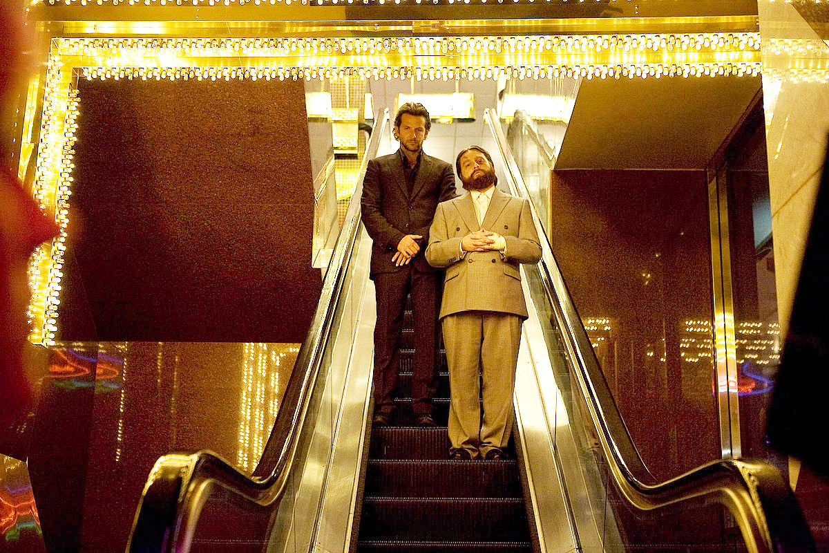 Bradley Cooper stars as Phil Wenneck and Zach Galifianakis stars as Alan Garner in Warner Bros. Pictures' The Hangover (2009)