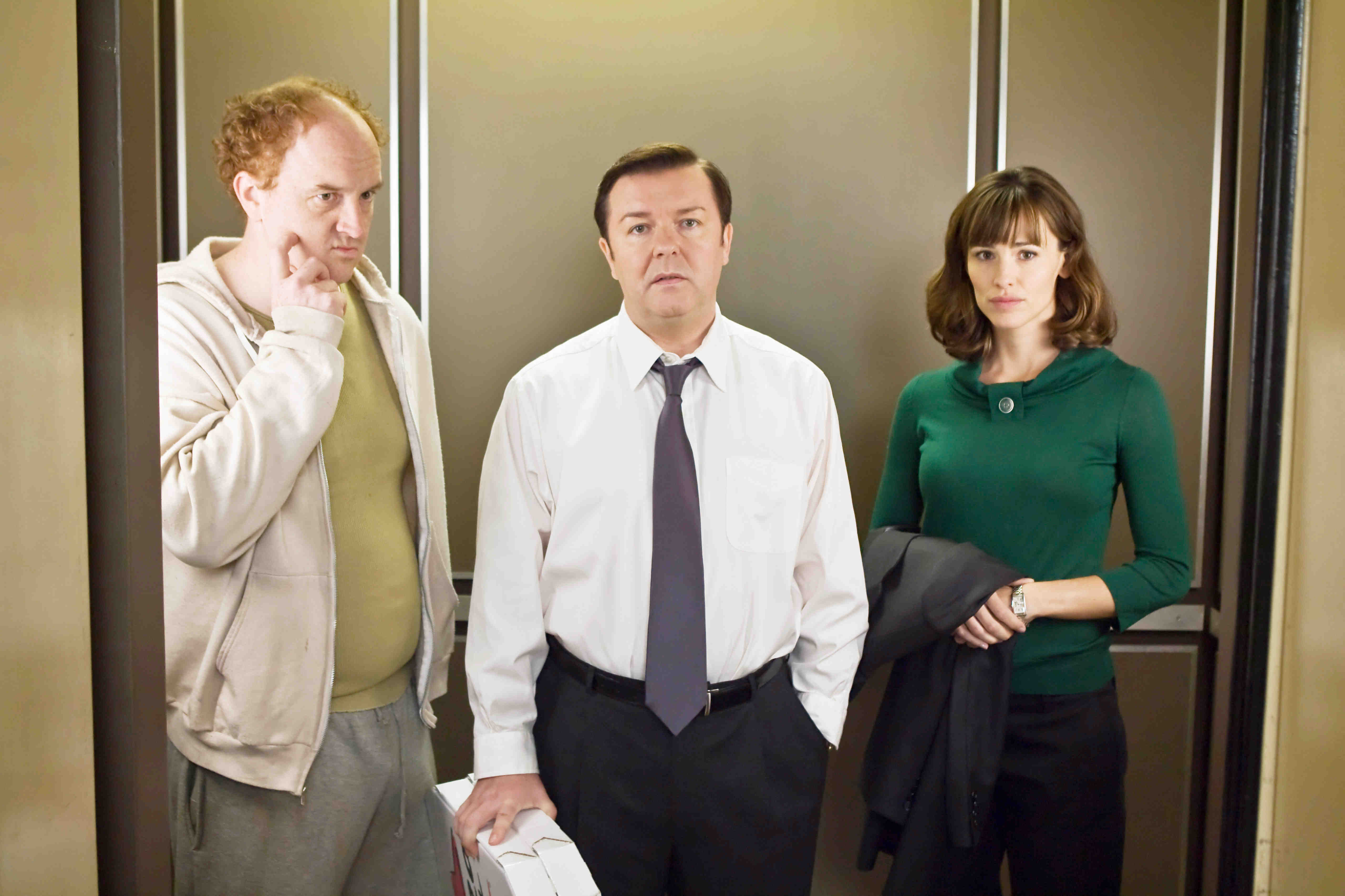 Louis C.K., Ricky Gervais and Jennifer Garner in Warner Bros. Pictures' The Invention of Lying (2009)