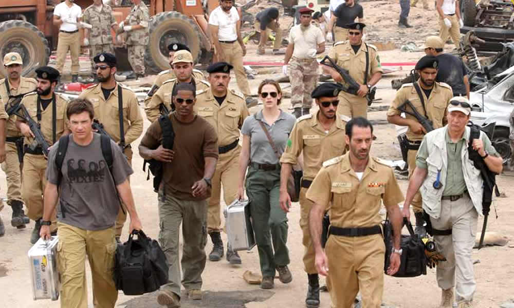 Jason Bateman, Jamie Foxx, Jennifer Garner, Ashraf Barhom and Chris Cooper in Universal Pictures' The Kingdom (2007)