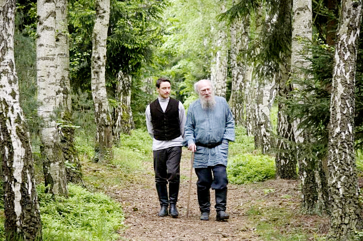 James McAvoy stars as Valentin Bulgakov and Christopher Plummer stars as Leo Tolstoy in Sony Pictures Classics' The Last Station (2009)