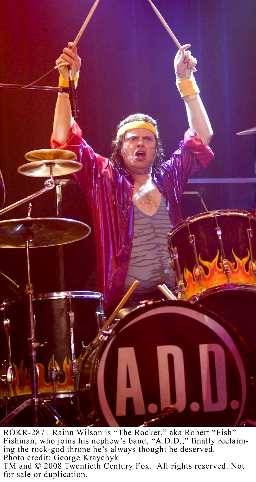 Rainn Wilson stars as Robert 'Fish' Fishman in 20th Century Fox's The Rocker (2008). Photo credit by George Kraychyk.