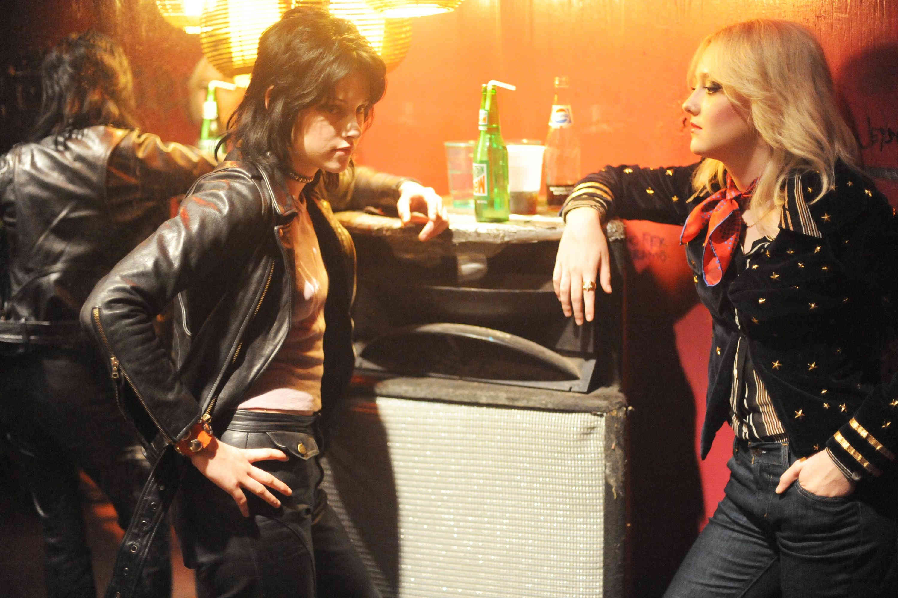 Kristen Stewart stars as Joan Jett and Dakota Fanning stars as Cherie Currie in Apparition's The Runaways (2010)