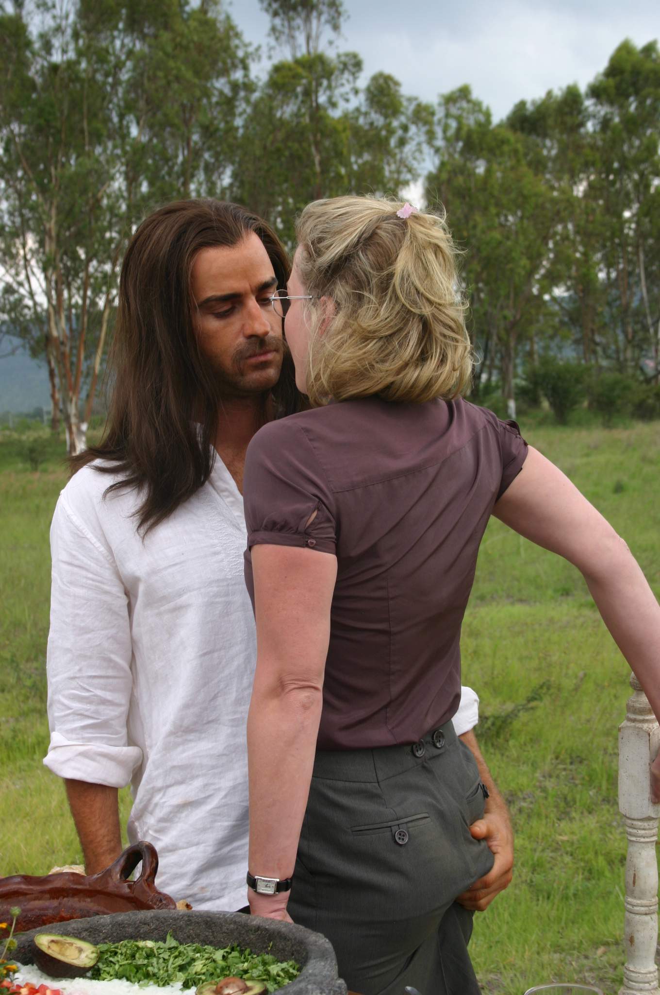 Justin Theroux as Jesus H. Christ and Gretchen Mol as Gloria Jennings in ThinkFilm's The Ten (2007)