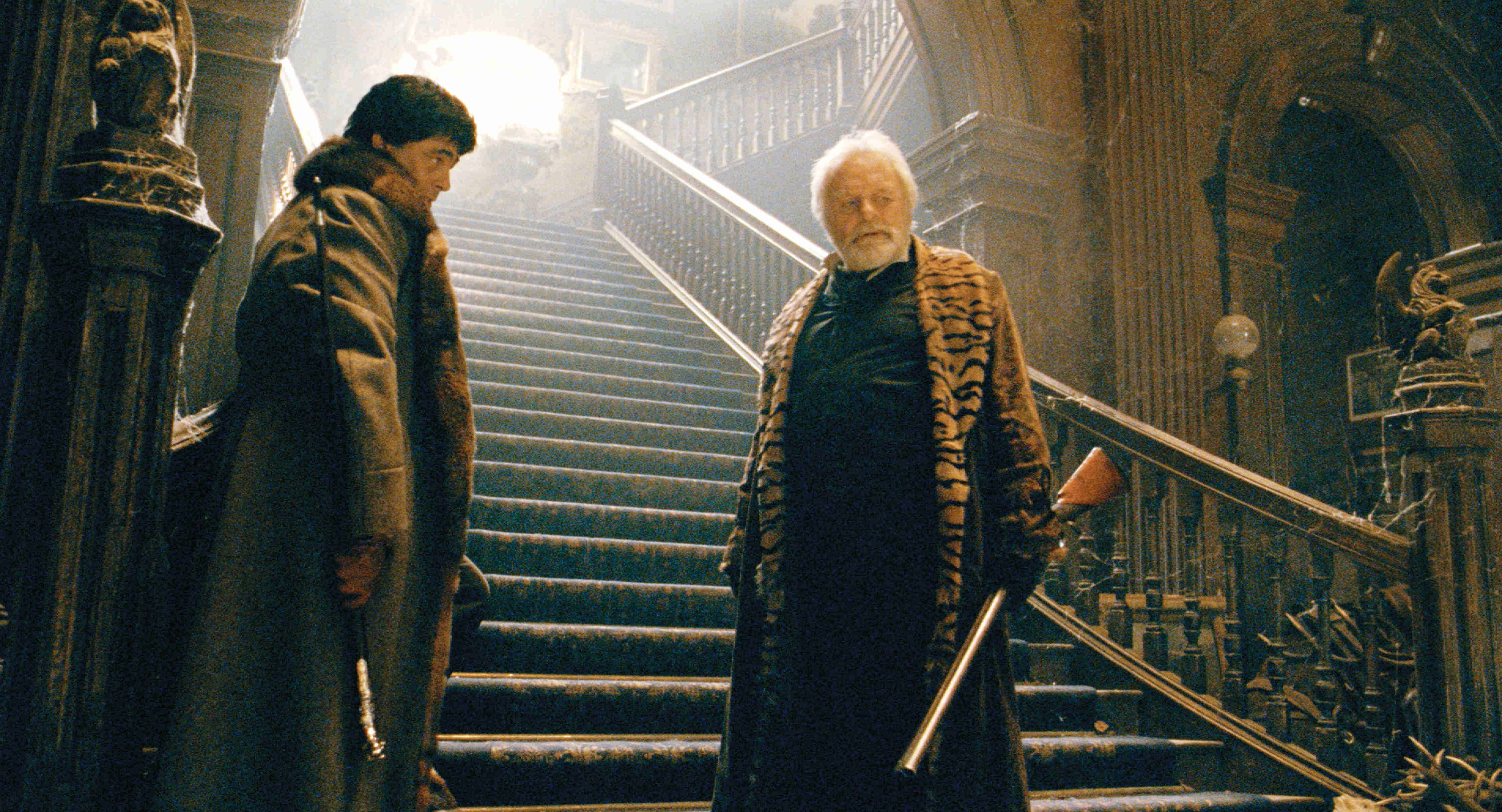 Benicio Del Toro stars as Lawrence Talbot and Anthony Hopkins stars as Sir John Talbot in Universal Pictures' The Wolfman (2009)