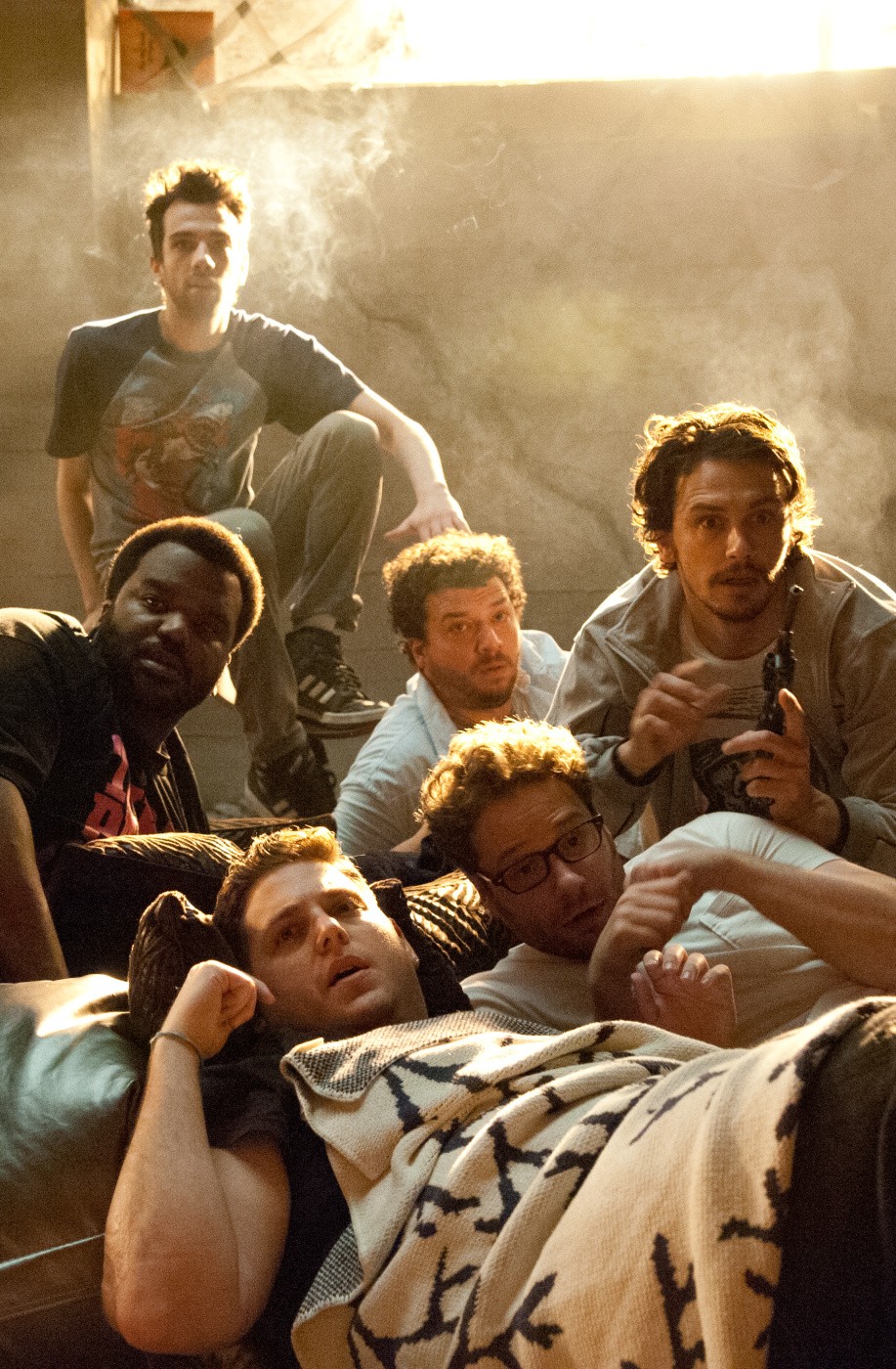 Jay Baruchel, Craig Robinson, Danny McBride, James Franco, Jonah Hill and Seth Rogen in Columbia Pictures' This Is the End (2013)