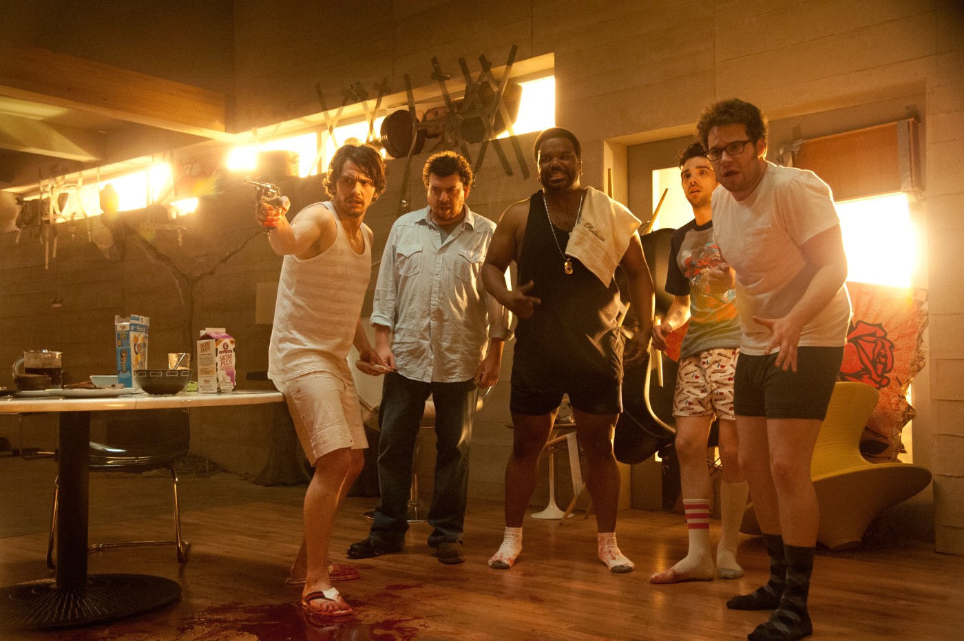 James Franco, Danny McBride, Craig Robinson, Jay Baruchel and Seth Rogen in Columbia Pictures' This Is the End (2013)