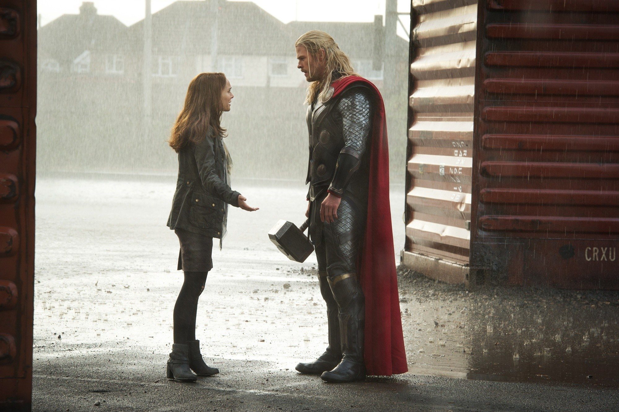 Natalie Portman stars as Jane Foster and Chris Hemsworth stars as Thor in Walt Disney Pictures' Thor: The Dark World (2013)