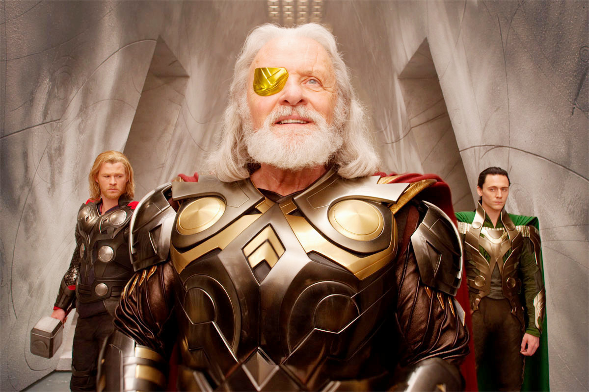 Anthony Hopkins, Chris Hemsworth and Tom Hiddleston in Paramount Pictures' Thor (2011)