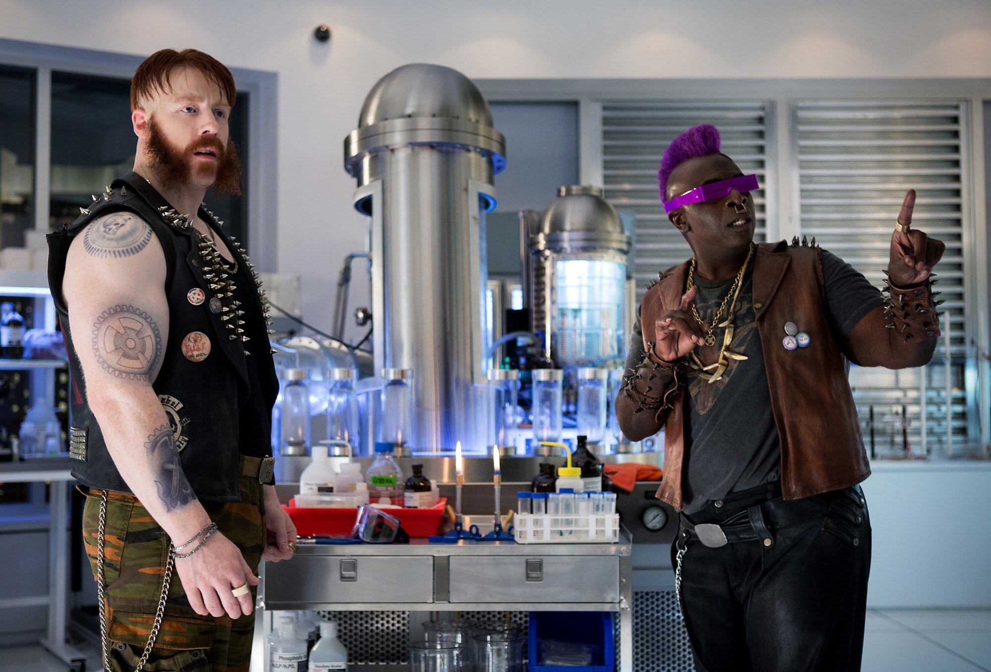 Stephen Farrelly stars as Rocksteady and Gary Anthony Williams stars as Bebop in Paramount Pictures' Teenage Mutant Ninja Turtles: Out of the Shadows (2016)