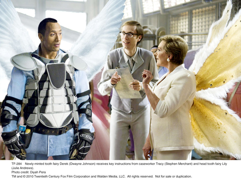 The Rock, Stephen Merchant and Julie Andrews in The 20th Century Fox's Tooth Fairy (2010). Photo credit by Diyah Pera.