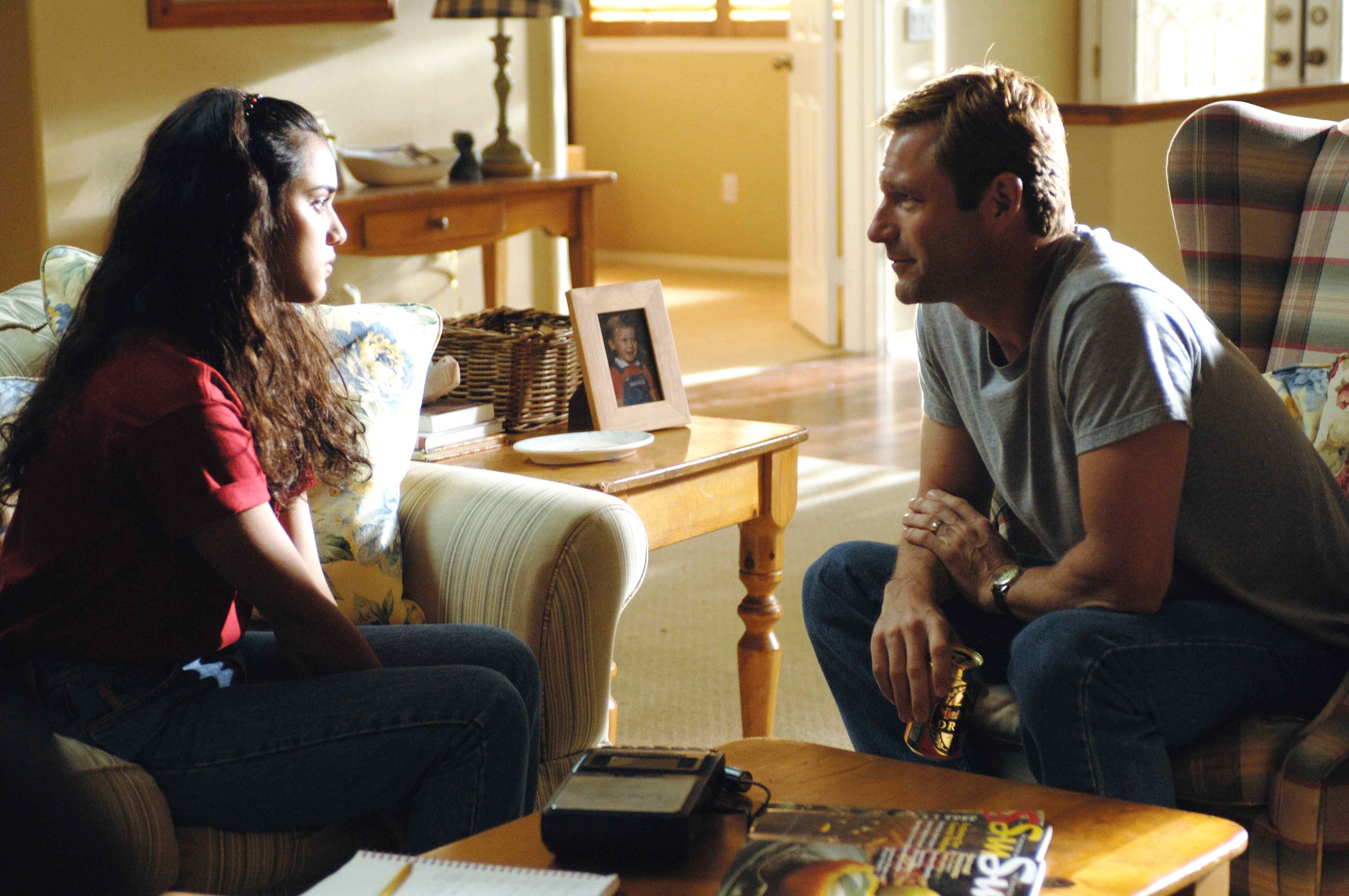 Summer Bishil stars as Jasira Maroun and Aaron Eckhart stars as Travis Vuoso in Warner Independent Pictures' Towelhead (2008). Photo Credit by Dale Robinette.
