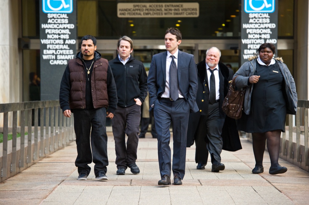 Michael Pena, Matthew Broderick, Casey Affleck, Stephen Mckinley and Gabourey Sidibe in Universal Pictures' Tower Heist (2011)