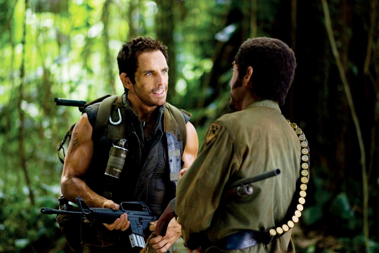 Ben Stiller stars as Speedman and Robert Downey Jr. stars as Kirk Lazarus in DreamWorks Pictures' Tropic Thunder (2008)