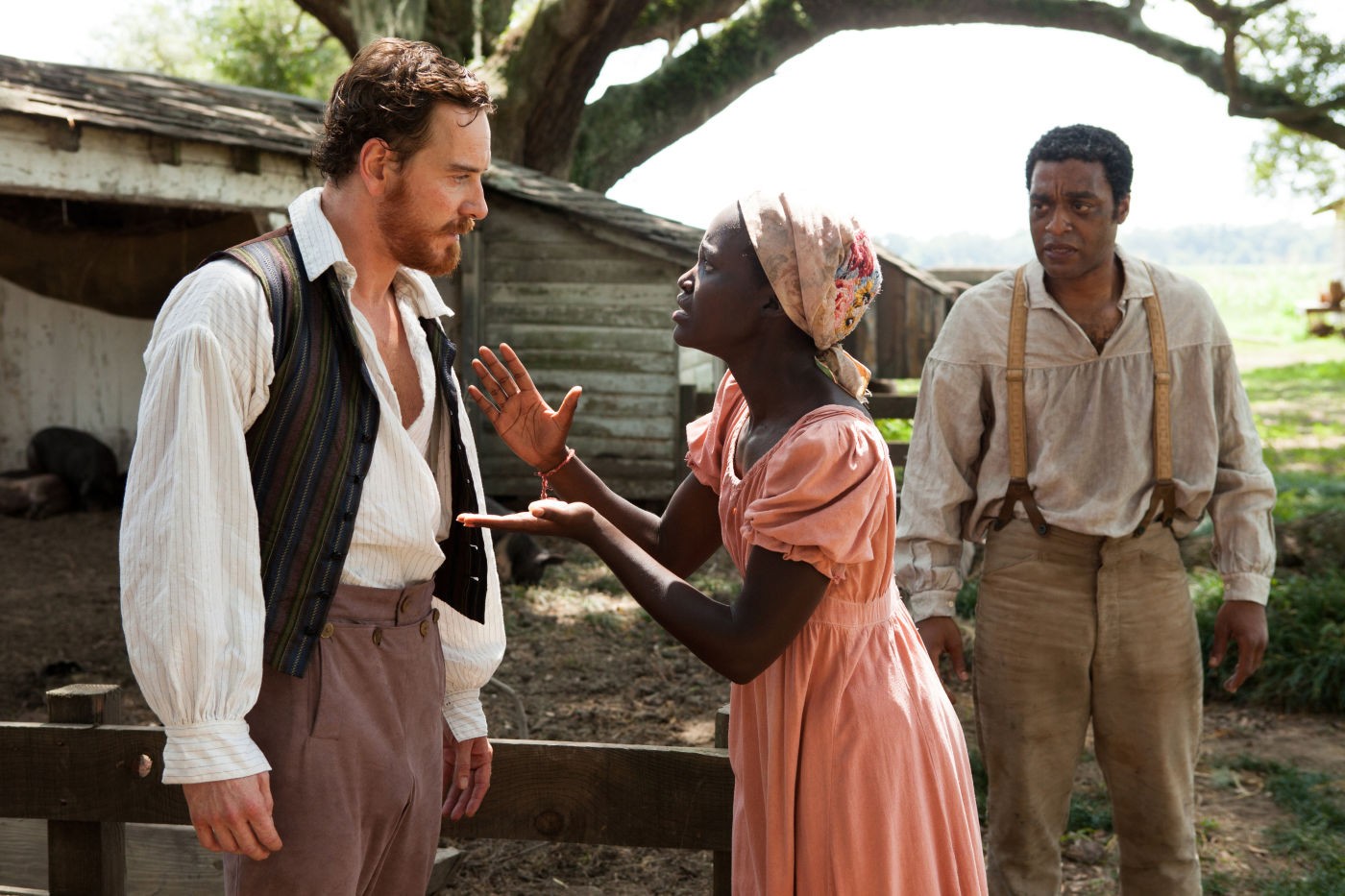 Michael Fassbender, Lupita Nyong'o and Chiwetel Ejiofor in Fox Searchlight Pictures' 12 Years a Slave (2013)