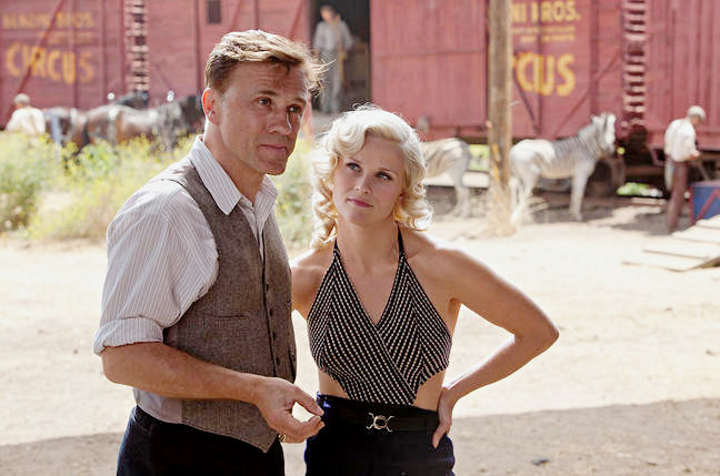 Christoph Waltz stars as August Rosenbluth and Reese Witherspoon stars as Marlena Rosenbluth in 20th Century Fox's Water for Elephants (2011)