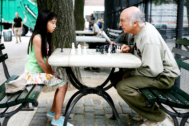 Willa Cuthrell-Tuttleman stars as Enid and Larry David stars as Boris Yellnikoff in Sony Pictures Classics' Whatever Works (2009). Photo credit by Jessica Miglio.